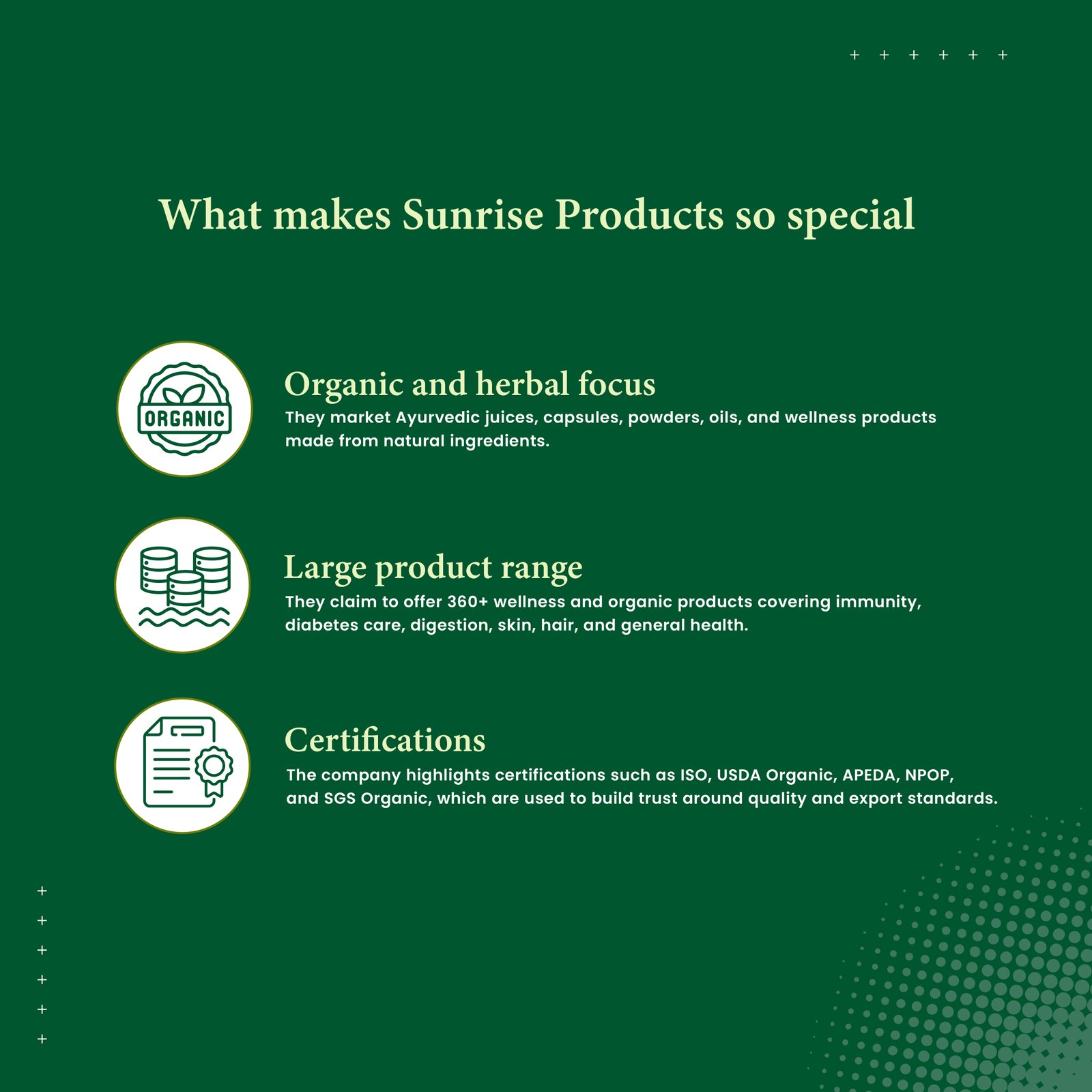 Sunrise Products so special